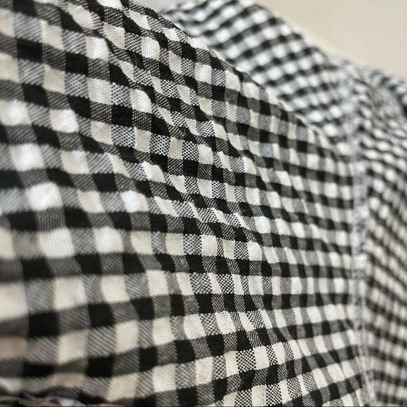 MLM Label Gingham Tiered Ruffle Off Shoulder Black and White Mini Dress - Picture 7 of 14